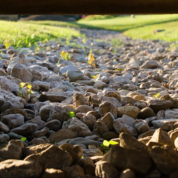 Trail of rocks and stones in a park
